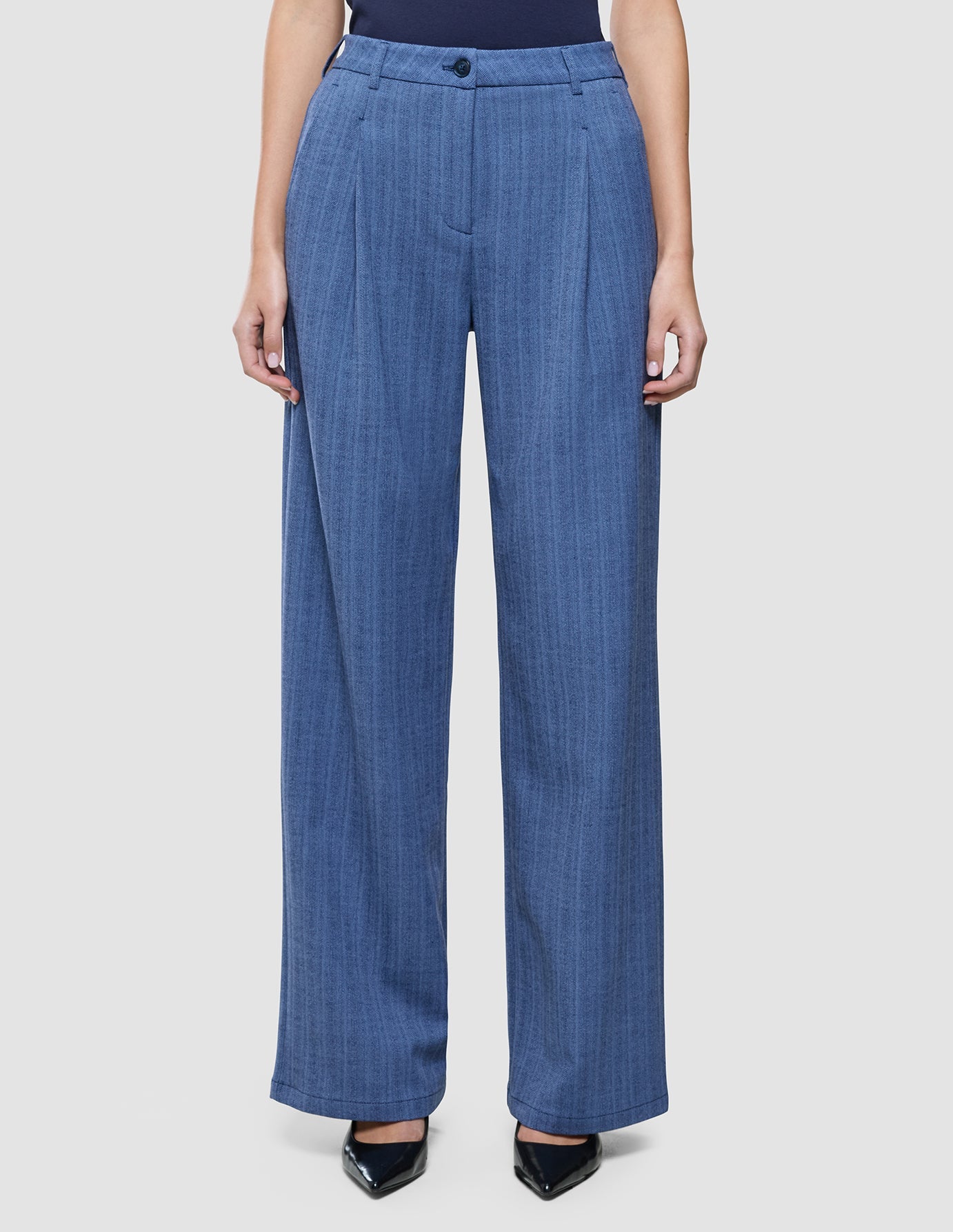 Women Serene Pants Wide Ombre Blue Herringbone